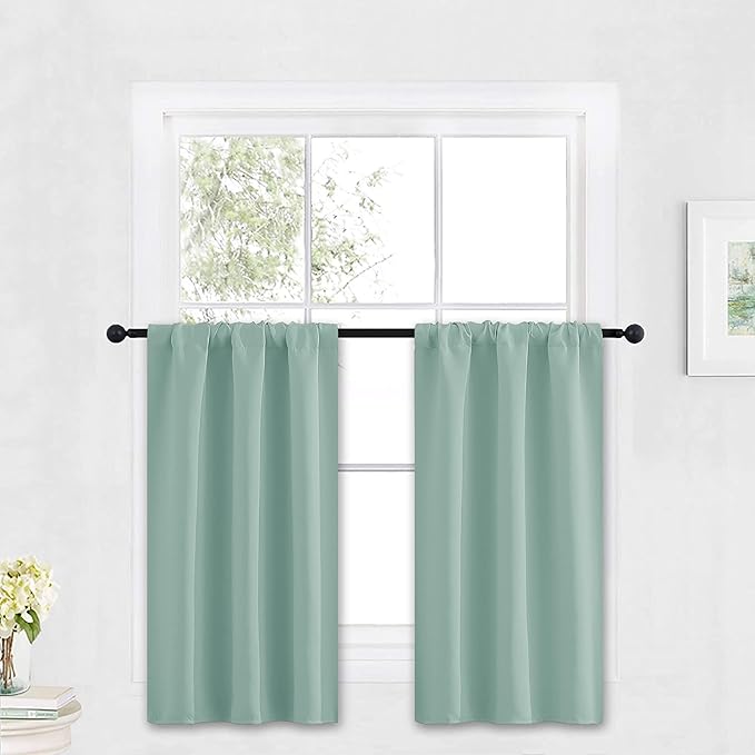 RYB HOME Kitchen Blackout Curtains Over Sink 36 inch Length, Rod Pocket Summer by RYBHOME