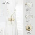 4 Pack Magnetic Curtain Tiebacks Cotton Hand Woven Tie Back Decorative Rope - Image 2