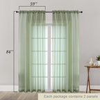 Sage Green Sheer Curtains 84 Inches Long 2 Panels Set - Image 5