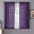Tollpiz Short Sheer Curtain Living Room Linen Textured Curtains Sheer Light by Tollpiz