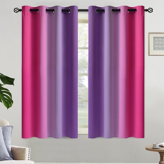 Yakamok Pink and Purple Blackout Curtains, Ombre Full Room Darkening Window by Yakamok