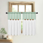 FRAMICS Boho Kitchen Curtains 36 Inch Length, Farmhouse Cotton Linen Tier - Image 8