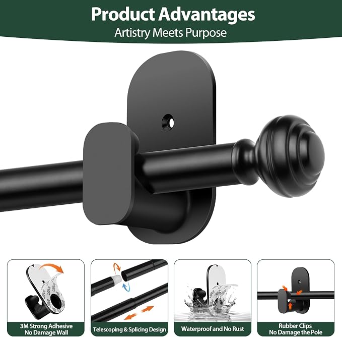 KAMANINA Curtain Rods No Drilling - Image 9