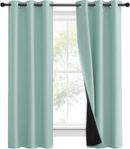 NICETOWN Aqua Blue 100% Blackout Curtain Set, Thermal Insulated & Energy - Image 2