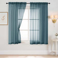 Dusty Blue Sheer Curtains 63 Inch Length 2 Panels, Voile Sheer Curtain by Home