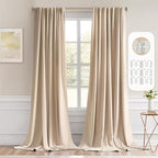 MIULEE Back Tab Beige Curtains 102 Inch Long 2 Panels Set by MIULEE