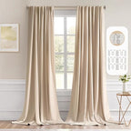 MIULEE Back Tab Beige Curtains 120 Inch Long 2 Panels Set by MIULEE