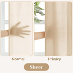 HOMEIDEAS Non-See-Through Beige Privacy Sheer Curtains, 52 X 63 Inches Long 2 - Image 3