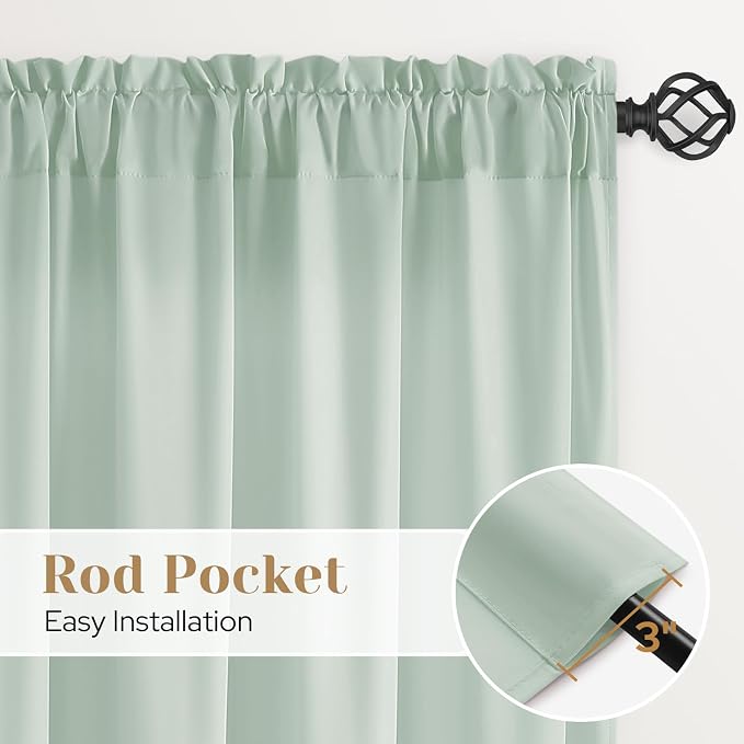 HOMEIDEAS Non-See-Through Sage Green Privacy Sheer Curtains, 52 X 45 Inches - Image 5