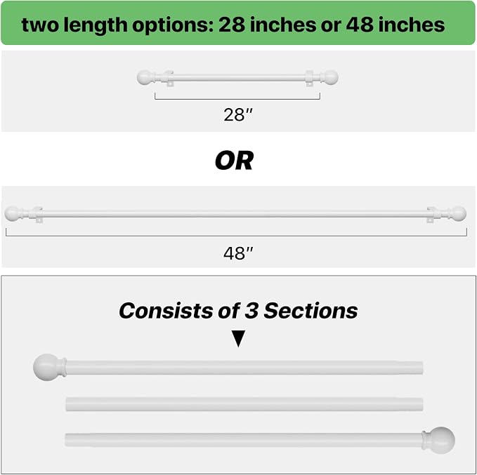 Curtain Rods for Windows 28-48 inch, 2 Pack White Curtain Rod - Image 4