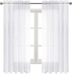 DWCN Sheer White Curtains 63 inch Length 2 Panels Set, Rod Pocket Solid Color - Image 9