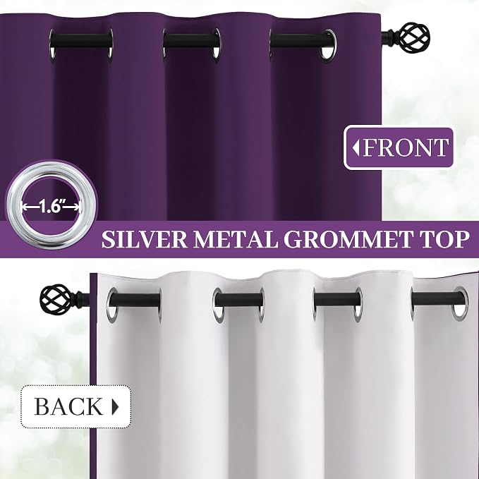 Yakamok Room Darkening 100% Blackout Curtains Grommet Window Treatments - Image 4