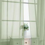 OVZME Light Green Sheer Curtains 96 Inches Long 2 Panels - Image 4