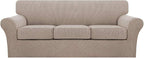 Turquoize 4 Piece Sofa Covers for 3 Cushion Couch Sofa Slipcover Soft Couch by Turquoize