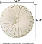 HIG Set of 2 Decorative Round Pleated Throw Pillows, Classy Accent Pumpkin - Image 4