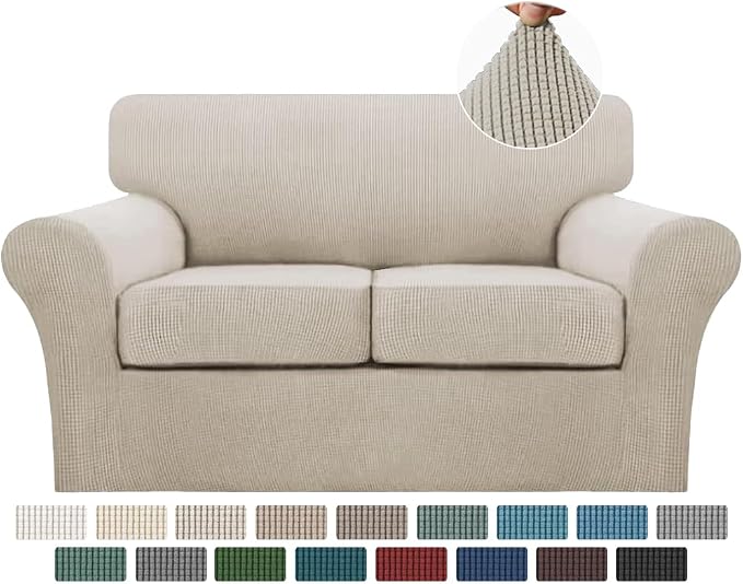 Turquoize 3 Piece Sofa Covers for 2 Cushion Couch Sofa Slipcover Soft Couch by Turquoize