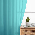 Turquoise Sheer Curtains 84 Inches Long 2 Panels, Soft Airy Light Filtering - Image 3