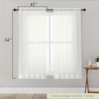 Sheer Ivory Curtains for Bedroom Living Room 54 Inch Length 2 Panels Set - Image 2