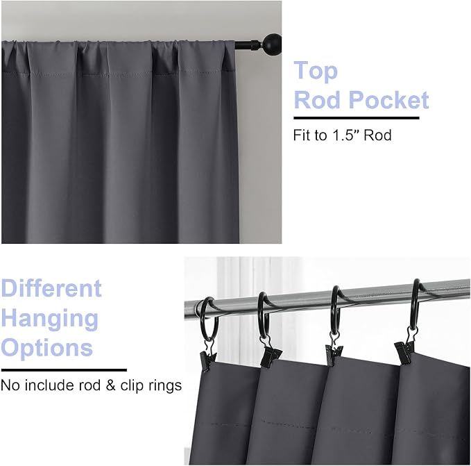Simplebrand Ava Grey Short 30 Inches Blackout Curtain 2 Panels Set, Half Window - Image 5