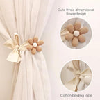 SRG 4PCS Curtain Tiebacks | Boho Flower Curtain Holdbacks | Simple Elegant - Image 2