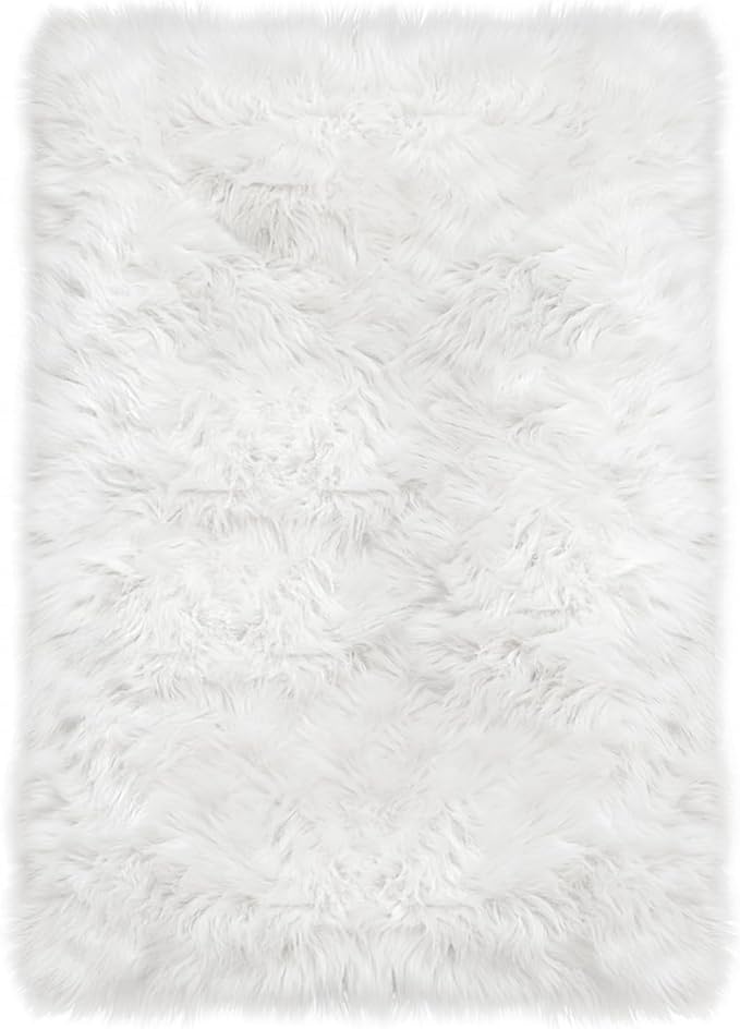Latepis White Faux Fur Rug 3x5, Faux Sheepskin Rugs by Latepis