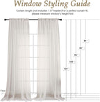 OVZME Ivory Bedroom Curtains 2 Panel Sets 90 Inch Length, 59 Inch Extra Wide - Image 2