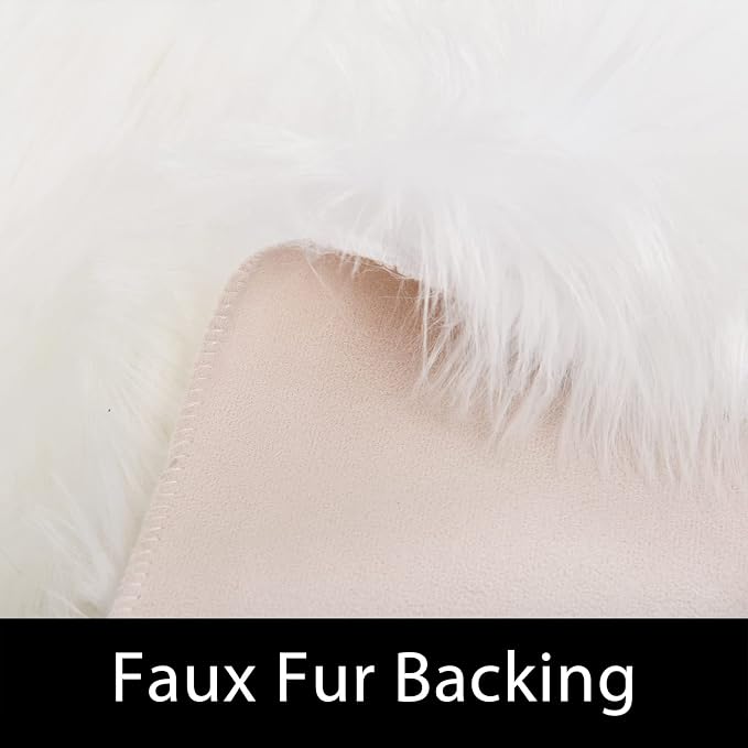 Latepis 9x12 Area Rug for Bedroom White Fluffy Rugs Washable Faux Fur Rug for - Image 4