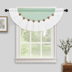 FRAMICS Farmhouse Valance Curtains, Boho Cotton Linen Kitchen Valance, Sage - Image 2