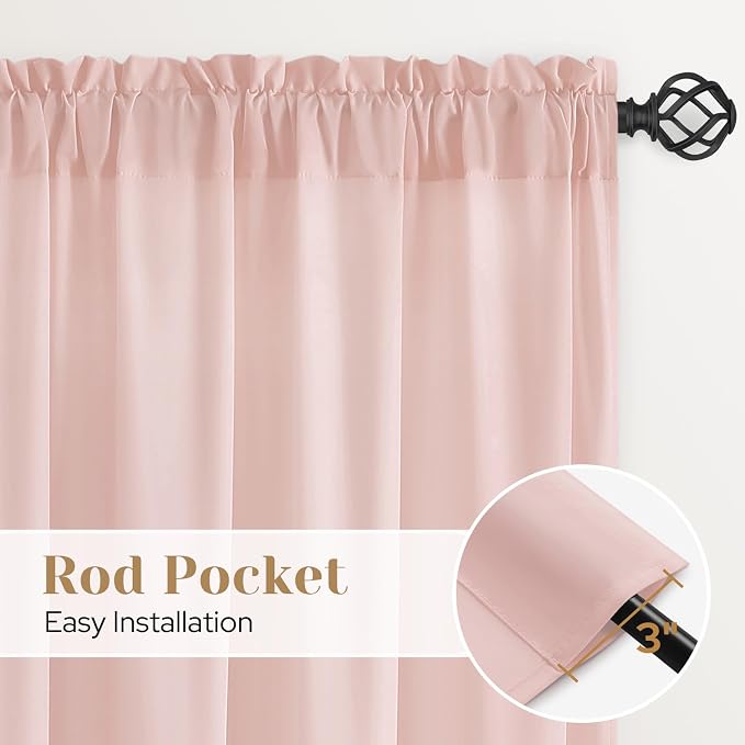 HOMEIDEAS Non-See-Through Blush Pink Privacy Sheer Curtains, 52 X 54 Inches - Image 5