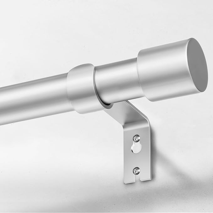 IFELS Heavy Duty Curtain Rods for Windows 48 to 84 Inch, 1 Inch Silver Curtain by IFELS