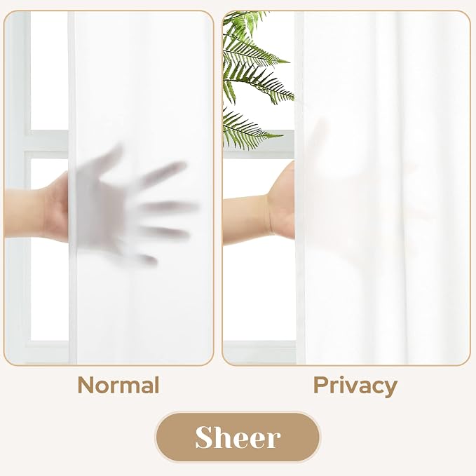 HOMEIDEAS Non-See-Through White Privacy Sheer Curtains, 52 X 45 Inches Long 2 - Image 3