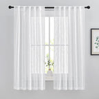 NICETOWN Linen Sheer Curtains for Windows 63" Long, Rod Pockets & Back Tab by NICETOWN