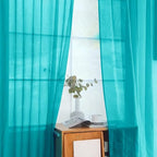 youleyar Solid Sheer Rod Pocket Curtain Voile Draperies 2 Panels White Beige - Image 4