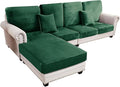 Couch Cover 4-Piece Elastic Velvet Couch Cushion Covers & Chaise Slipcovers by Taque