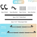 TVWOO Black Wrap Around Curtain Rods:5/8" Small Blackout Adjustable Window - Image 7