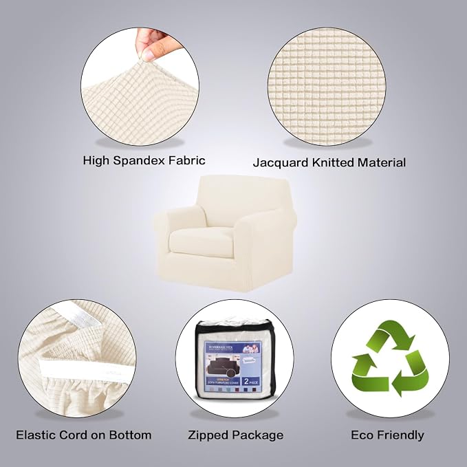 H.VERSAILTEX 2 Piece Couch Cover Stretch Stylish Chair Cover Furniture - Image 4