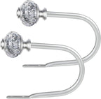 2 Pack Silver Curtain Holdbacks, USFOOK Decorative Drapery Tiebacks, Curtain by USFOOK