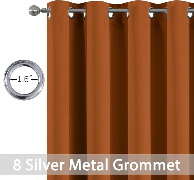 Yakamok Wide Thermal Blackout Patio Door Curtain Panel, Burnt Orange Grommet - Image 2