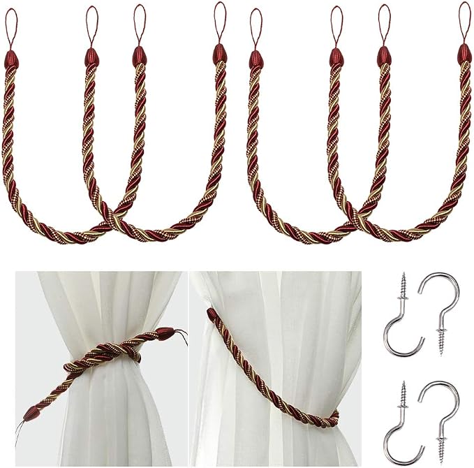 BEL AVENIR Curtain Rope Tiebacks, Drapery Rope Holdbacks by BELAVENIR