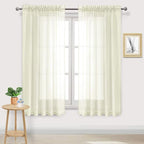 DWCN Ivory Sheer Curtains Semi Transparent Voile Rod Pocket Curtains by DWCN