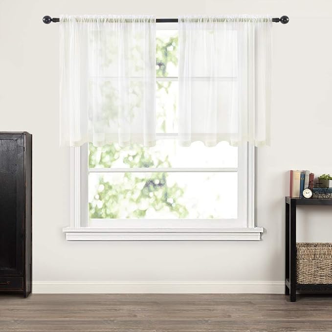 MIULEE 2 Panels Kitchen Tiers Half Window Sheer Curtains Rod Pocket Voile Drapes - Image 7