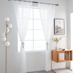 SpaceDresser Sheer White Curtains 4 Panels Rod Pocket Semi-Sheer Curtain 54 - Image 3