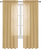 DWCN Taupe Sheer Curtains Semi Transparent Voile Rod Pocket Curtains - Image 9