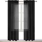 DWCN Black Sheer Curtains Semi Transparent Voile Rod Pocket Curtains - Image 9