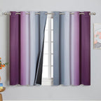 Purple and Grey Blackout Curtains 45 Inches Long, Ombre and Wavy Line Pattern by ESTELARTEXTILER