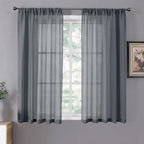 Tollpiz Short Sheer Curtains Linen Textured Bedroom Curtain Sheers Light by Tollpiz