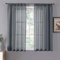 Tollpiz Short Sheer Curtain Living Room Linen Textured Curtains Sheer Light by Tollpiz