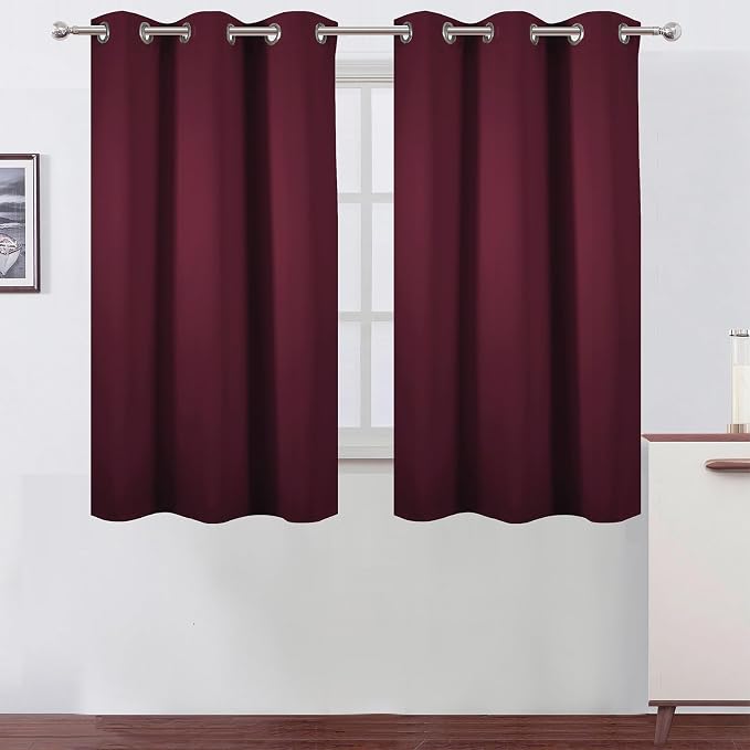 LEMOMO Burgundy Red Blackout Curtains 42 x 54 Inch Length Set of 2 Panels by Lemomo