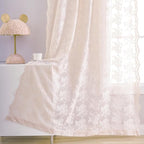 YJ YANJUN Vintage Lace Curtains 84 Inches Long-Victorian Floral Dusty Pink by YJYANJUN