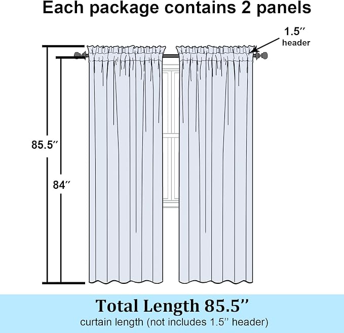 Simplebrand Hunter Green Sheer Curtains 84 Inches Long 2 Panels, Light - Image 7